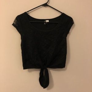 Lacy tie front crop top